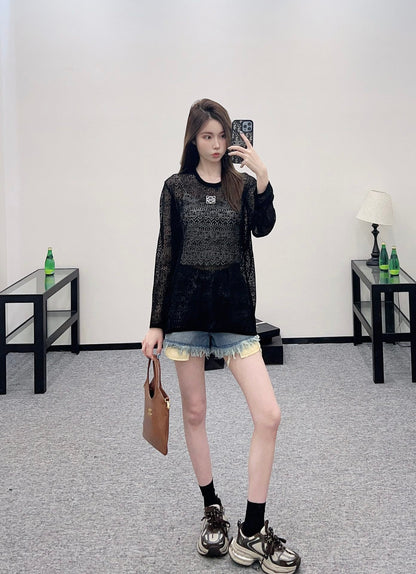 2025 new product Hollow knitted long sleeves