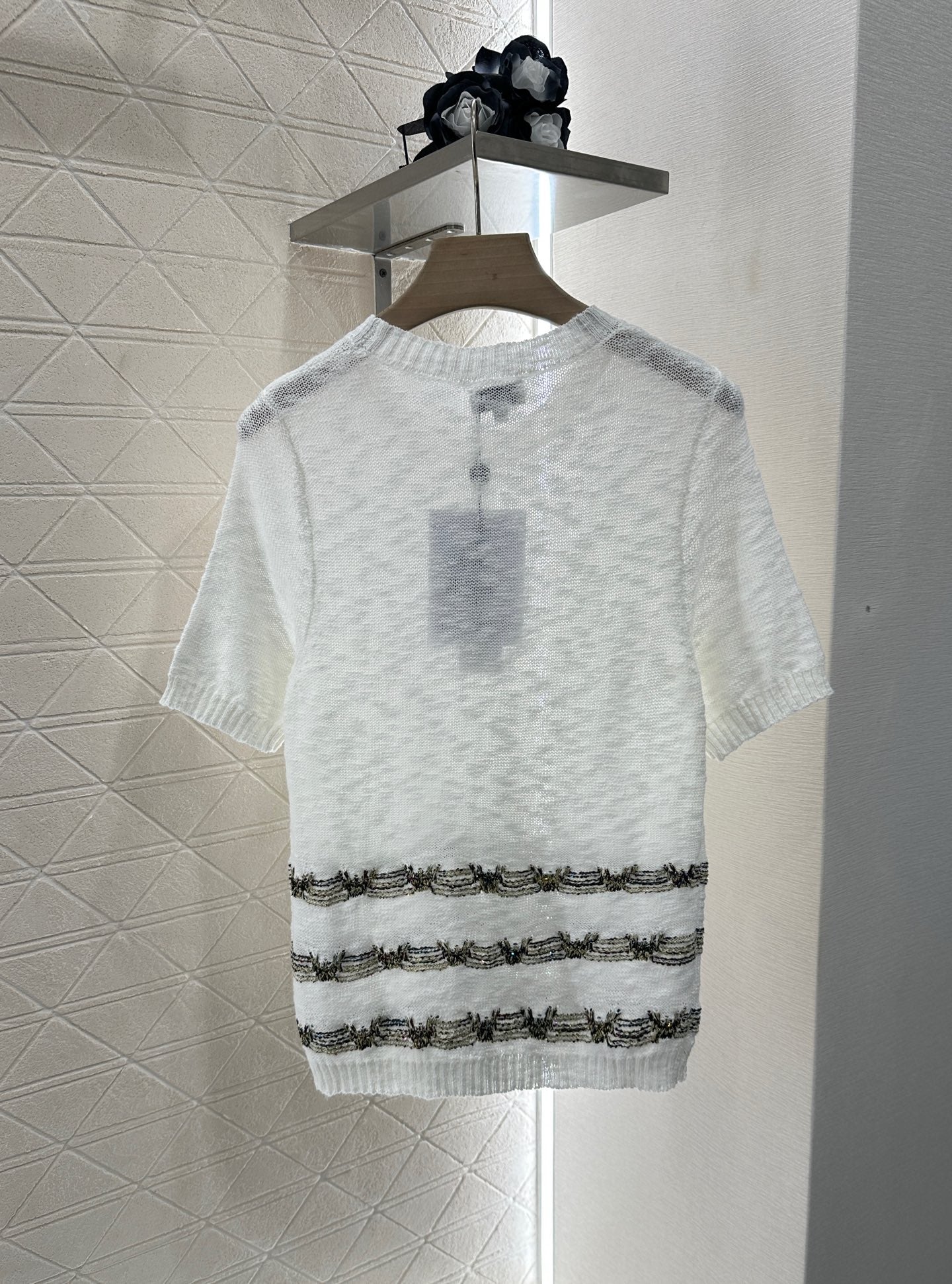2025 new product Embroidered knitted short sleeves