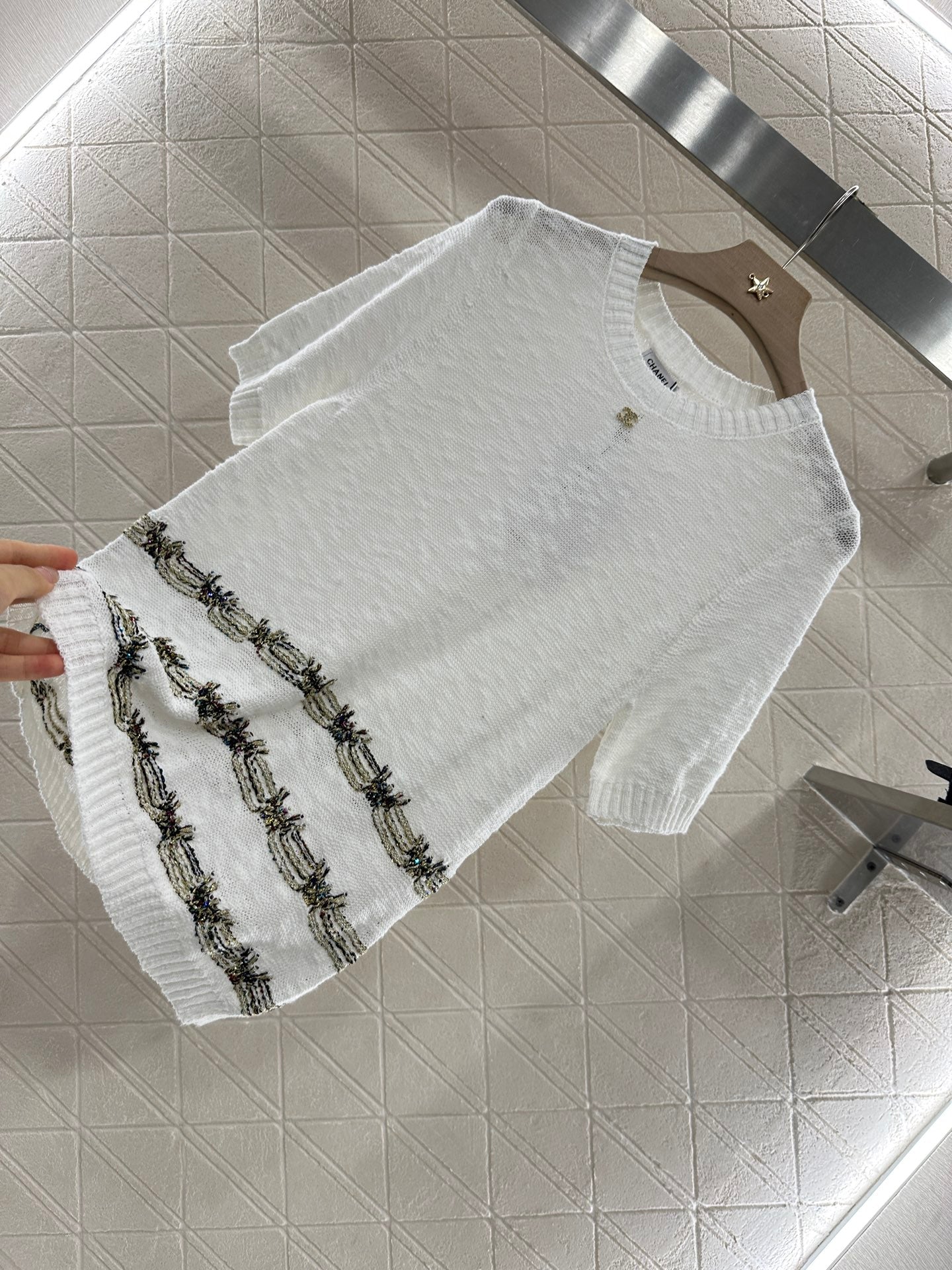 2025 new product Embroidered knitted short sleeves