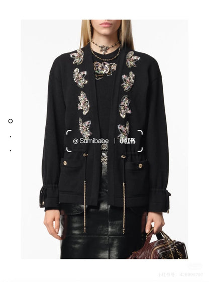 2025 new product Beaded knitted cardigan