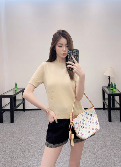 2025 new products Embroidered knitted short sleeves