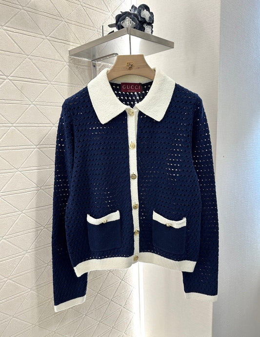 25 new product Hollow knitted cardigan