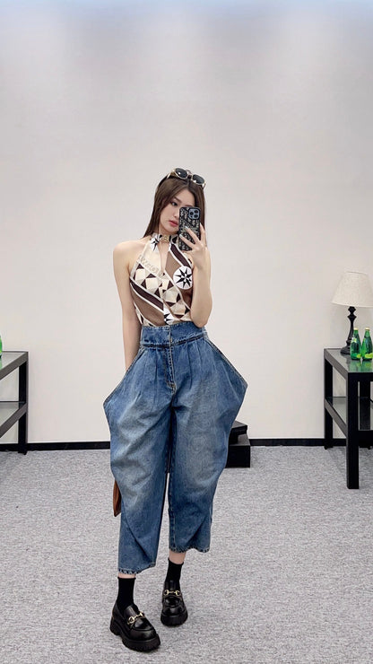2025 new product Super cool denim cropped pants
