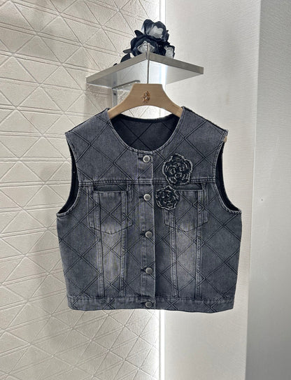 2025 new products Denim vest and short skirt set