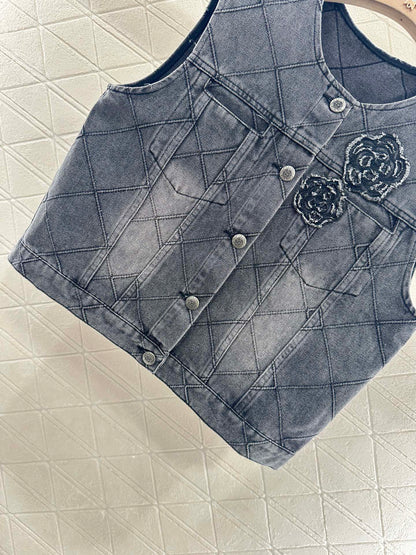 2025 new products Denim vest and short skirt set