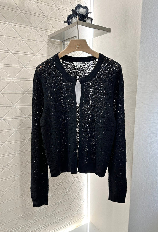 2025 new product Hollow rhinestone cardigan