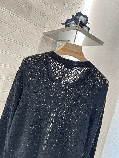 2025 new product Hollow rhinestone cardigan