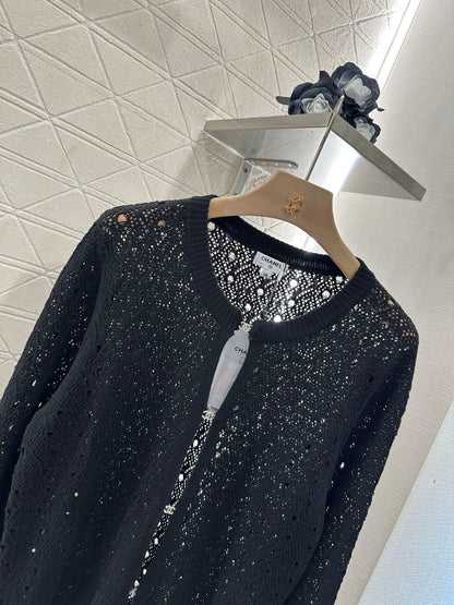 2025 new product Hollow rhinestone cardigan