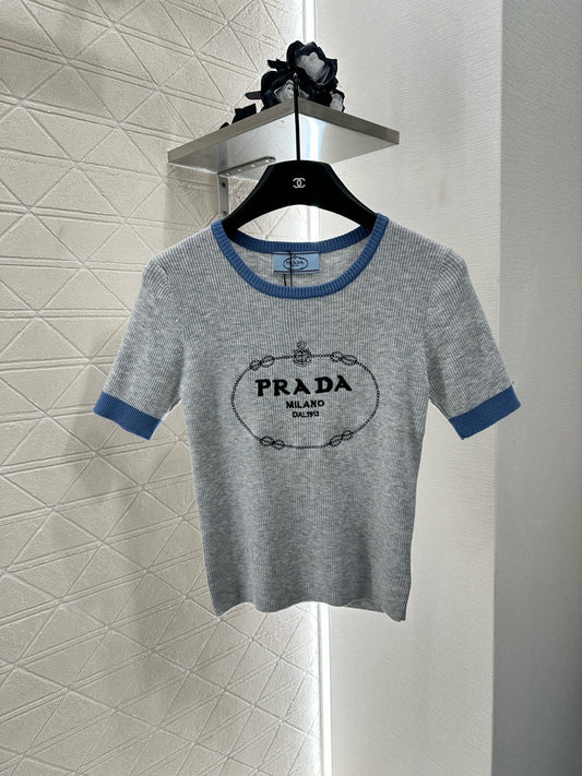 2025 new product Embroidered knitted short sleeves
