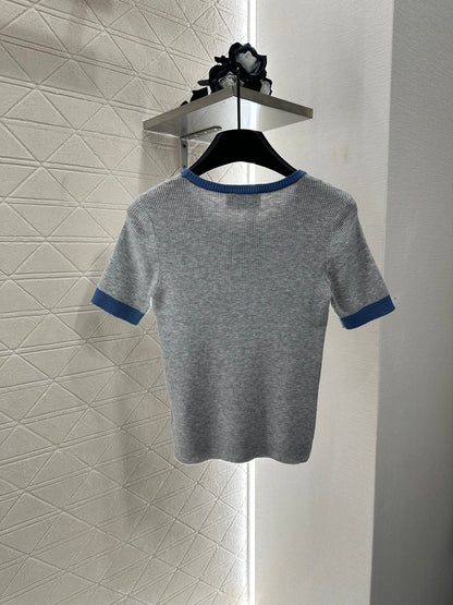 2025 new product Embroidered knitted short sleeves