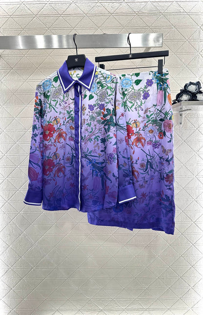 2025 New Work Long-sleeved shirt and skirt set